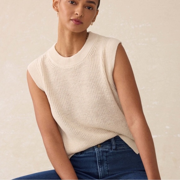 Faherty Sweaters - Faherty XS Miramar Sleeveless Linen Sweater Linen Organic Cotton Cream Comfy
